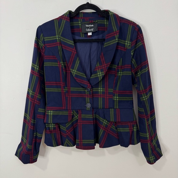 Modcloth Jackets & Blazers - Modcloth X Collectif‎ Blazer Meryl Darling Check Suit Jacket Cotton Blend Size L